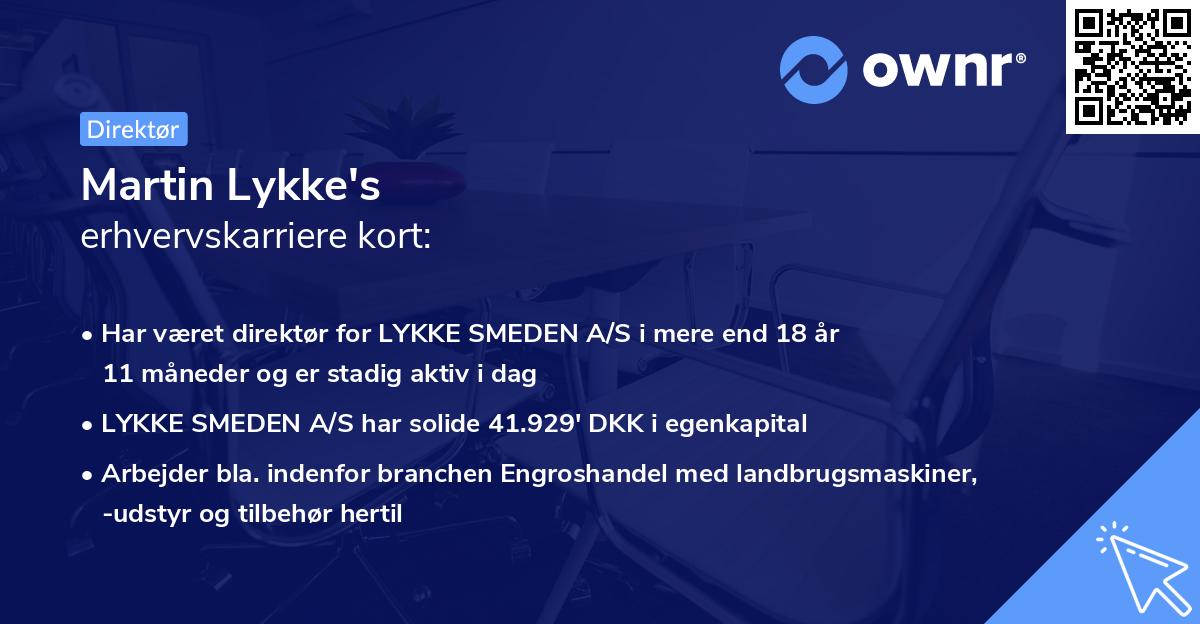 Martin Lykke's erhvervskarriere kort