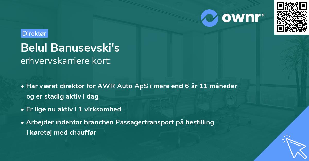 Belul Banusevski's erhvervskarriere kort