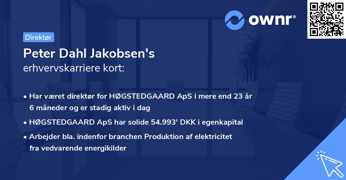Peter Dahl Jakobsen's erhvervskarriere kort