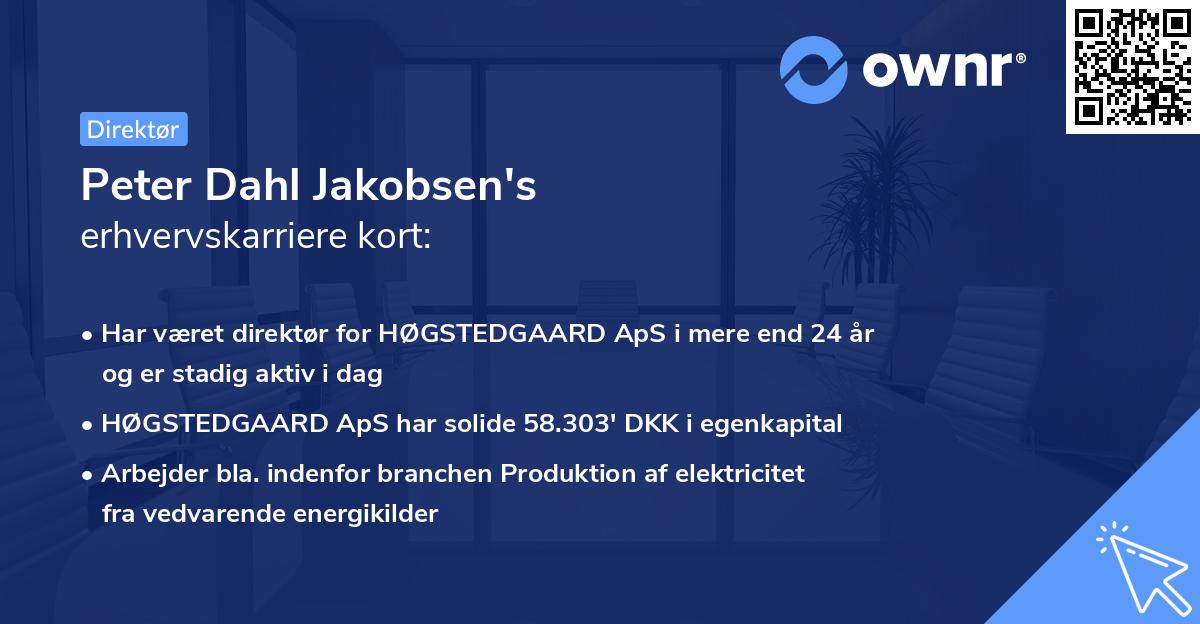 Peter Dahl Jakobsen's erhvervskarriere kort