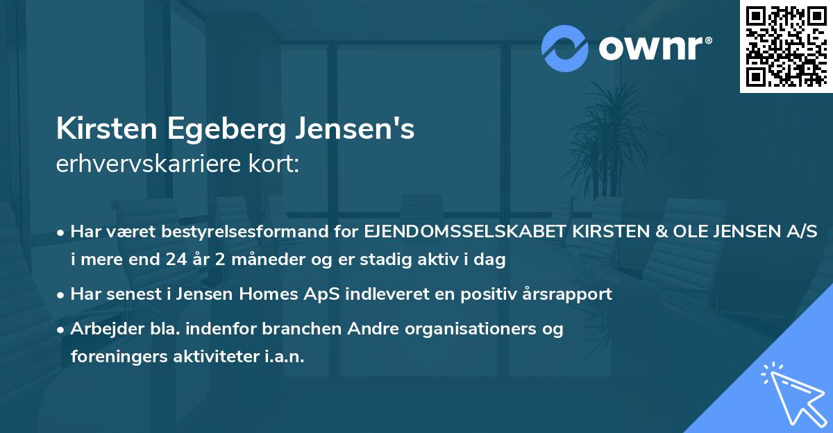 Kirsten Egeberg Jensen's erhvervskarriere kort