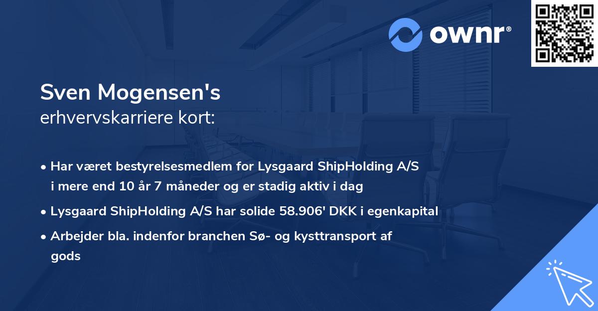 Sven Mogensen's erhvervskarriere kort