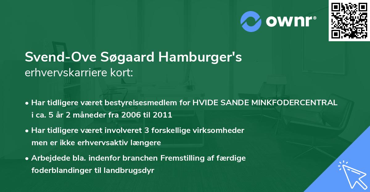 Svend-Ove Søgaard Hamburger's erhvervskarriere kort