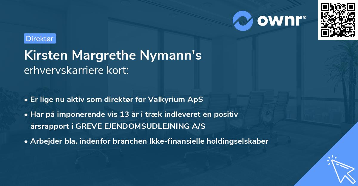 Kirsten Margrethe Nymann's erhvervskarriere kort