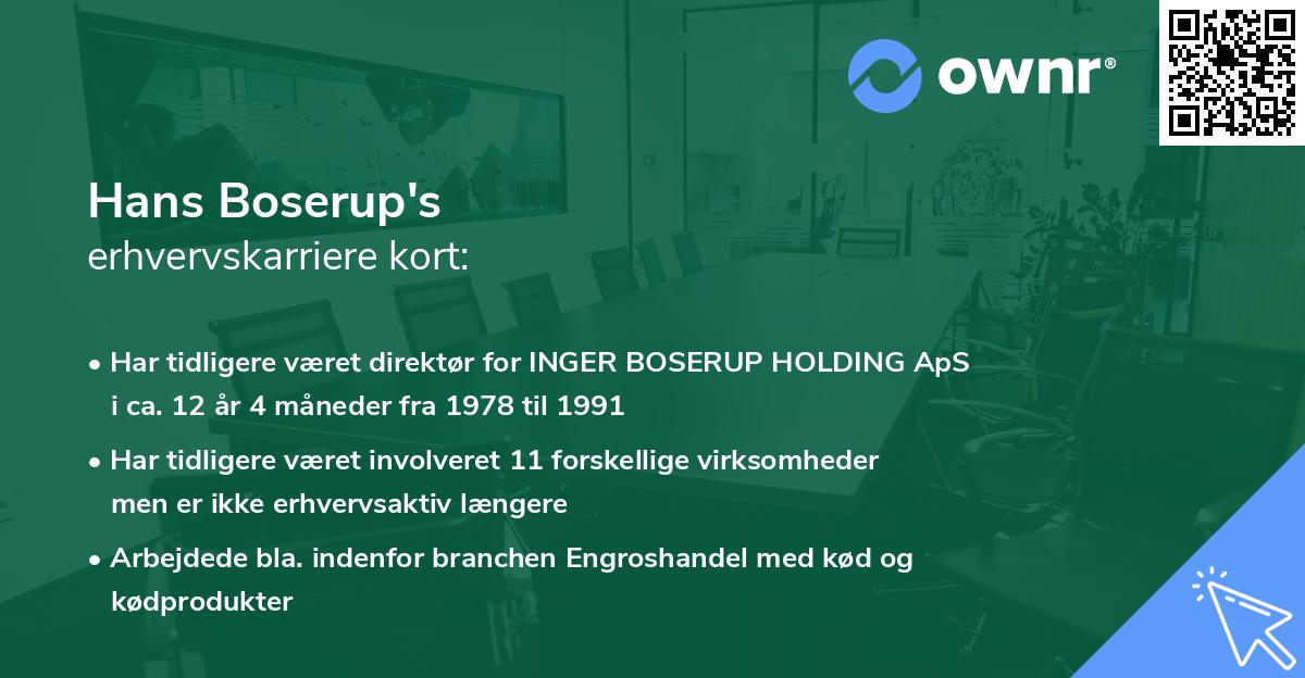Hans Boserup's erhvervskarriere kort