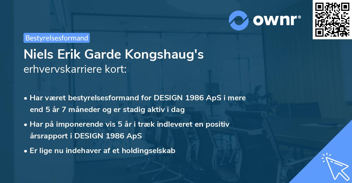 Niels Erik Garde Kongshaug's erhvervskarriere kort