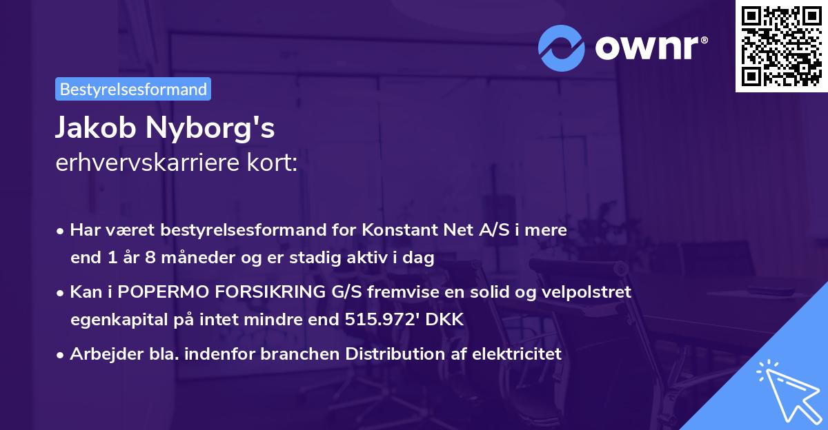 Jakob Nyborg's erhvervskarriere kort