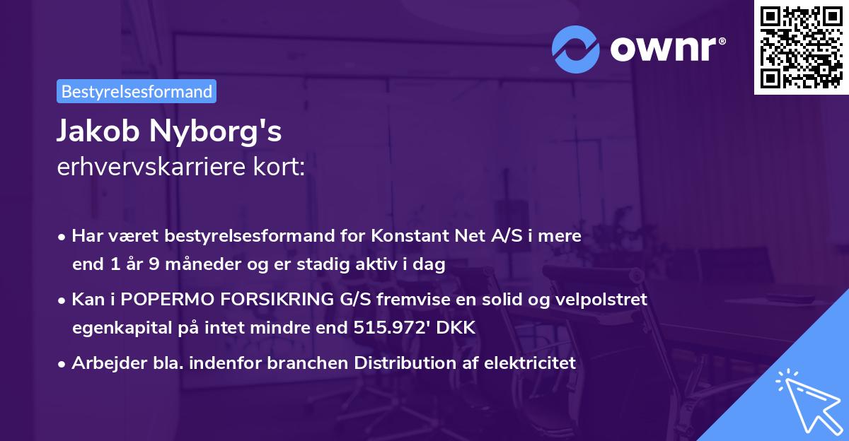 Jakob Nyborg's erhvervskarriere kort