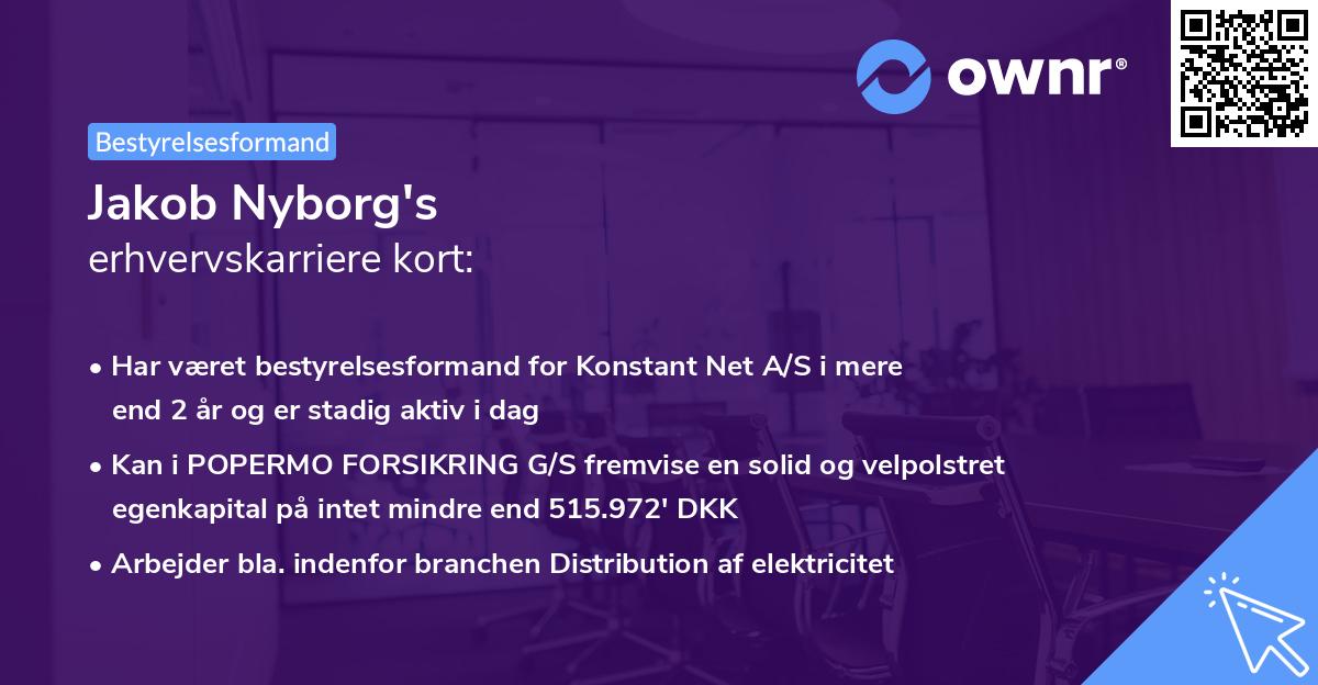 Jakob Nyborg's erhvervskarriere kort