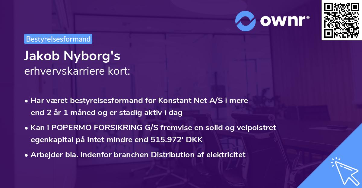 Jakob Nyborg's erhvervskarriere kort