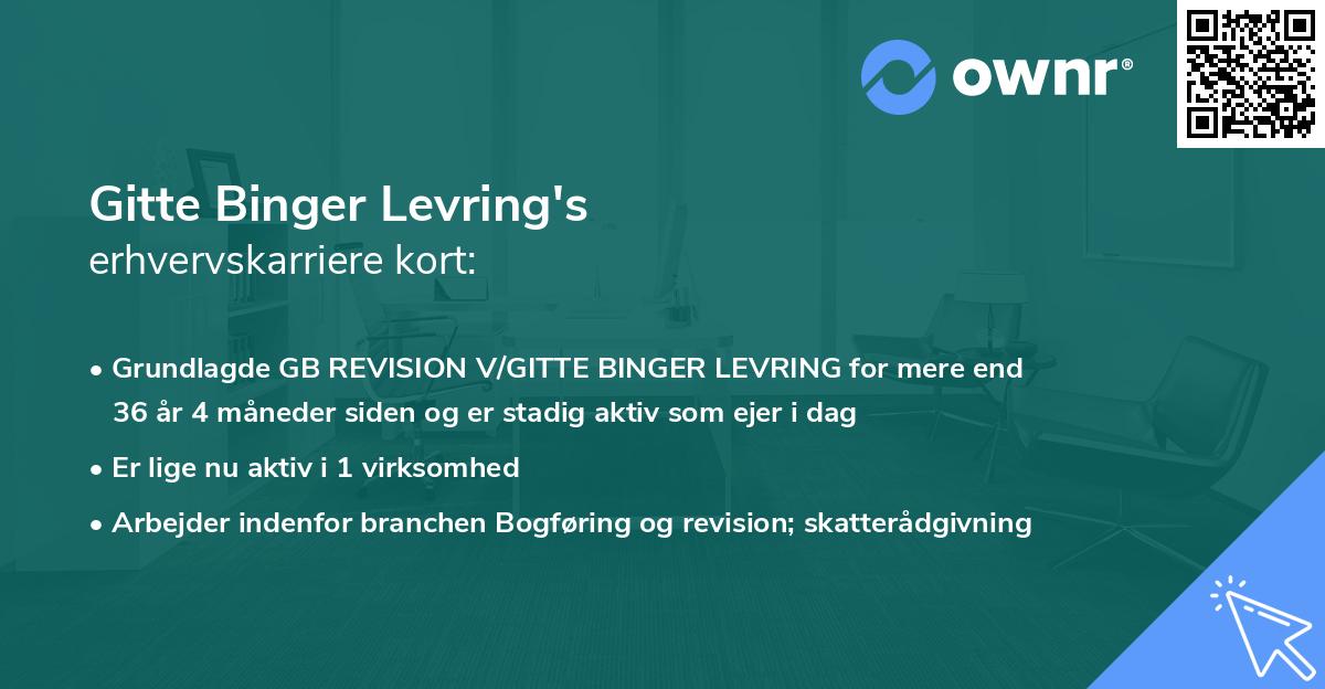 Gitte Binger Levring's erhvervskarriere kort