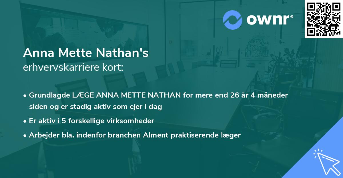 Anna Mette Nathan's erhvervskarriere kort