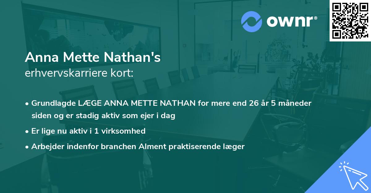 Anna Mette Nathan's erhvervskarriere kort