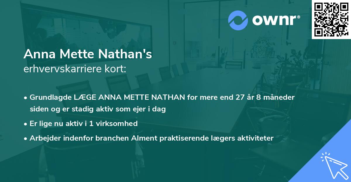 Anna Mette Nathan's erhvervskarriere kort