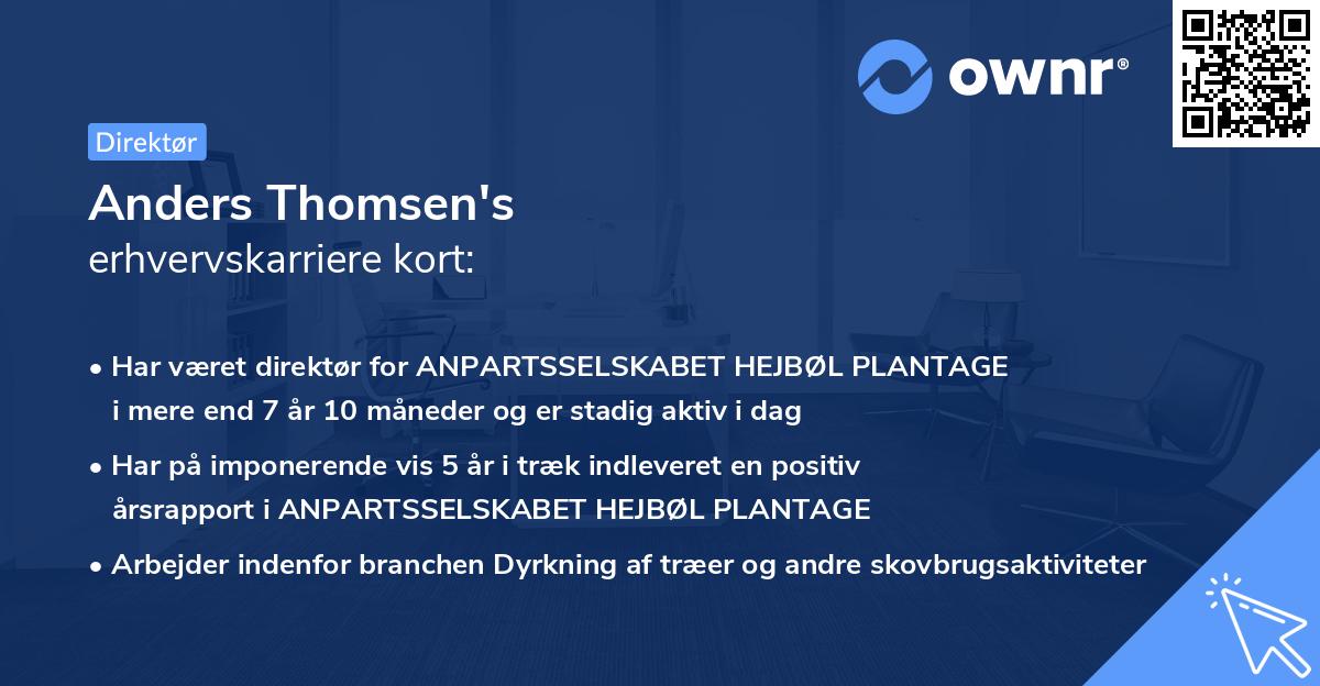 Anders Thomsen's erhvervskarriere kort