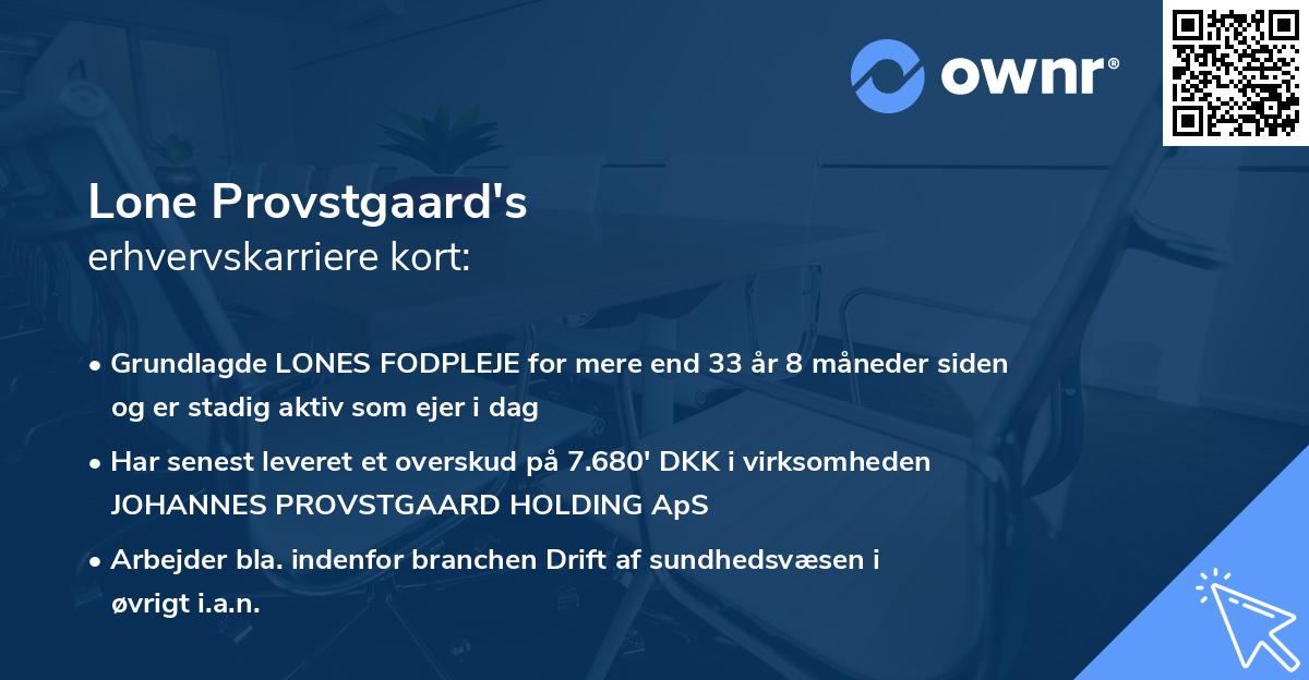 Lone Provstgaard's erhvervskarriere kort