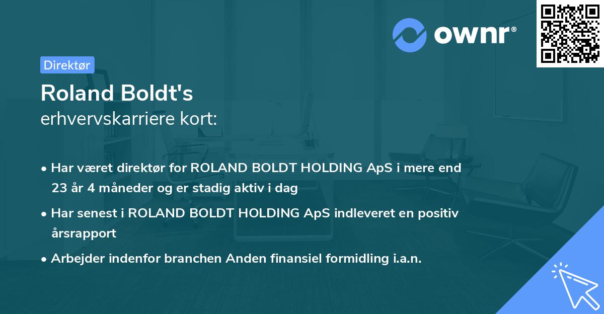 Roland Boldt's erhvervskarriere kort