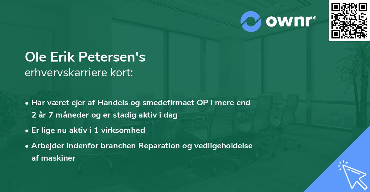 Ole Erik Petersen's erhvervskarriere kort