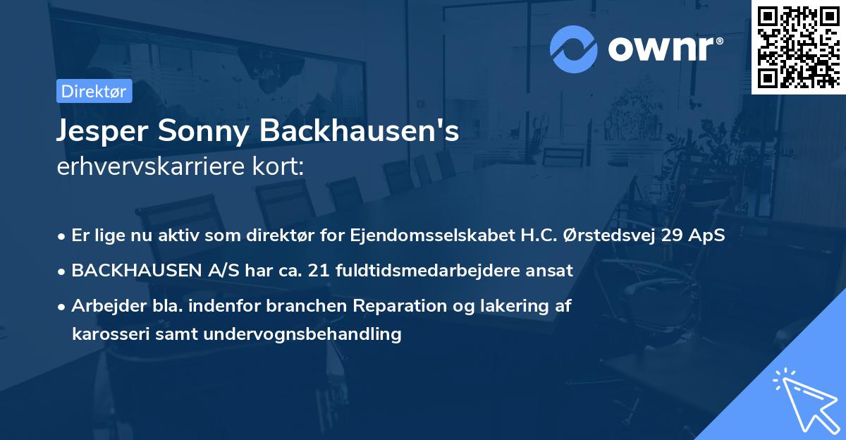 Jesper Sonny Backhausen's erhvervskarriere kort