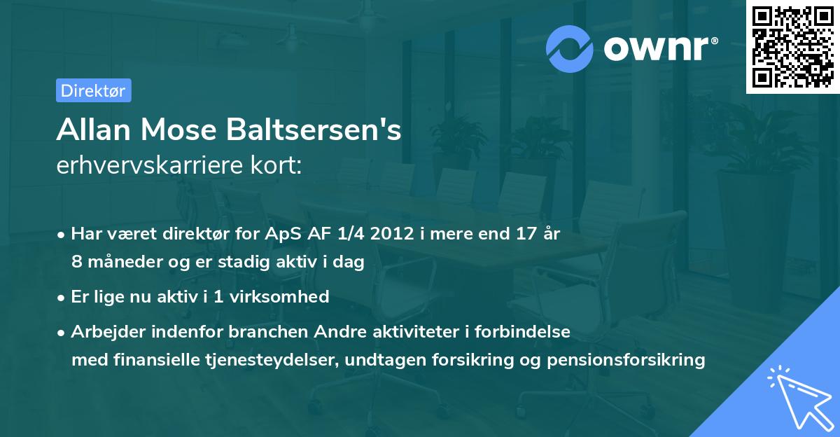 Allan Mose Baltsersen's erhvervskarriere kort