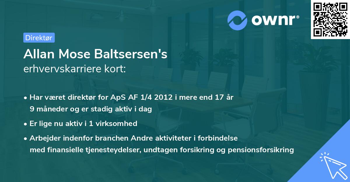 Allan Mose Baltsersen's erhvervskarriere kort