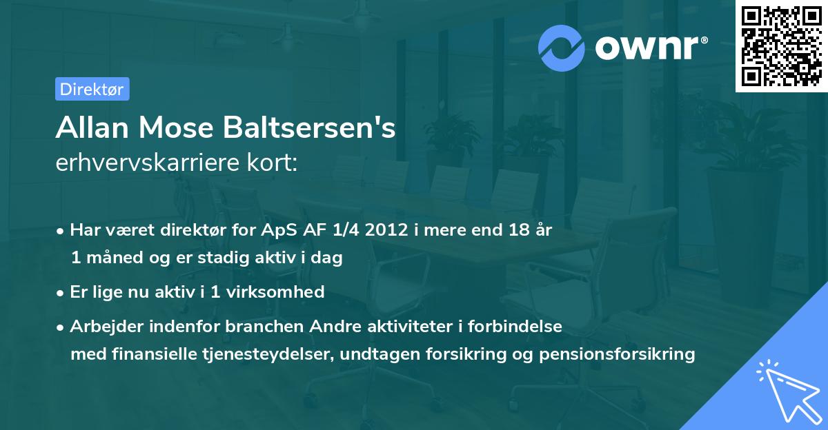 Allan Mose Baltsersen's erhvervskarriere kort