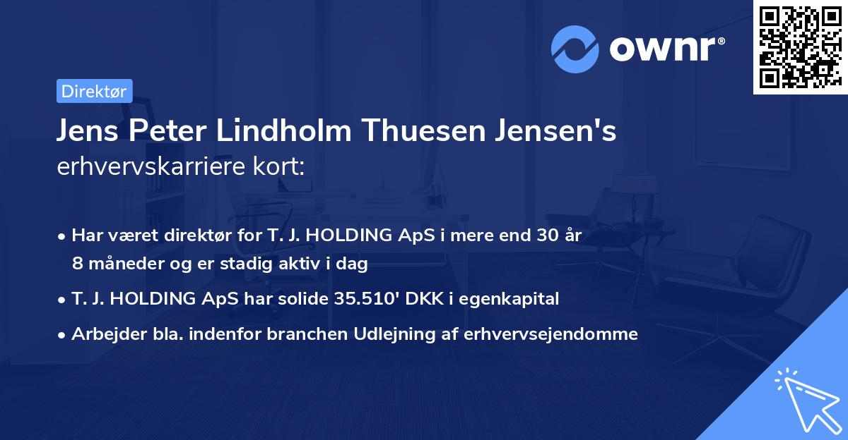 Jens Peter Lindholm Thuesen Jensen's erhvervskarriere kort