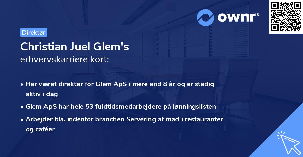 Christian Juel Glem's erhvervskarriere kort