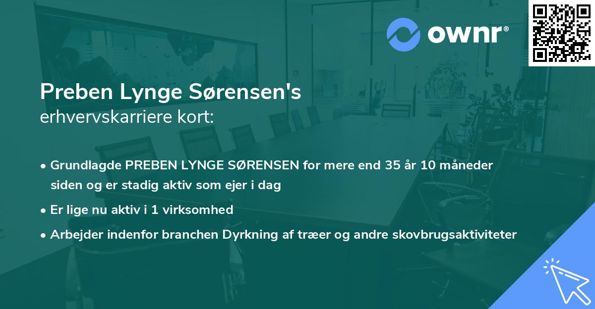 Preben Lynge Sørensen's erhvervskarriere kort