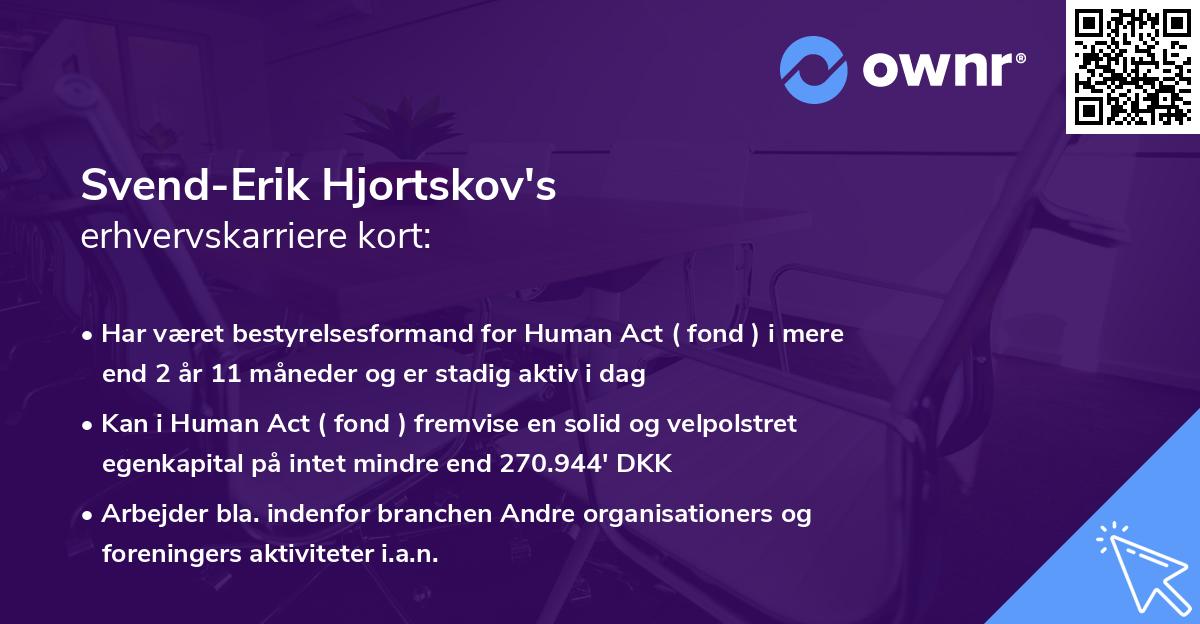 Svend-Erik Hjortskov's erhvervskarriere kort