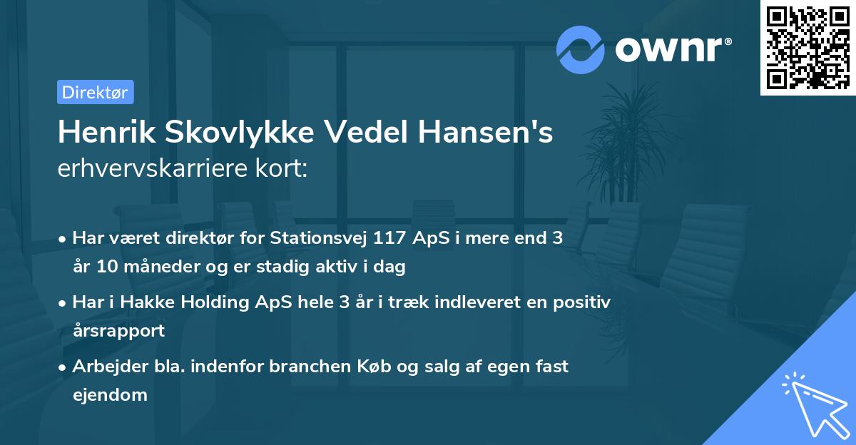 Henrik Skovlykke Vedel Hansen's erhvervskarriere kort