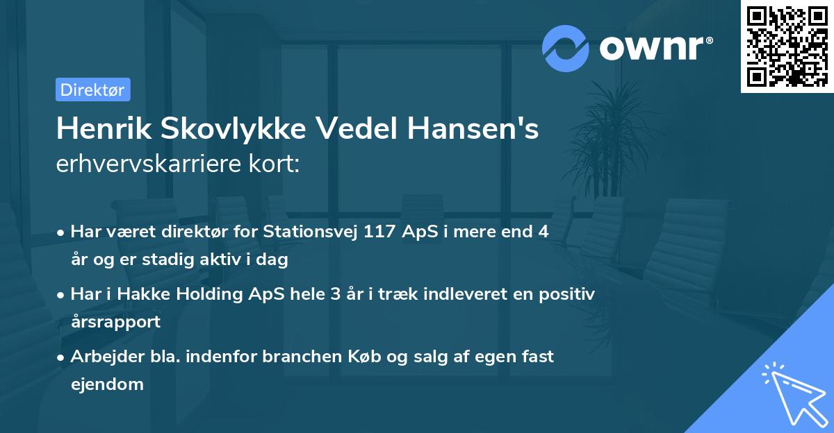Henrik Skovlykke Vedel Hansen's erhvervskarriere kort