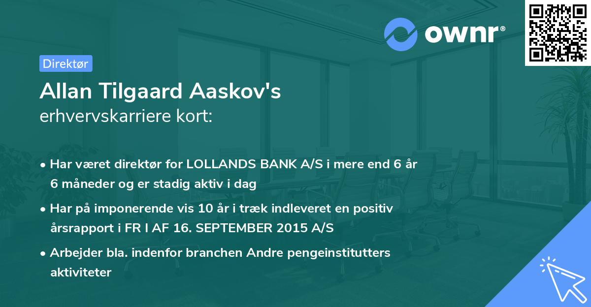 Allan Tilgaard Aaskov's erhvervskarriere kort