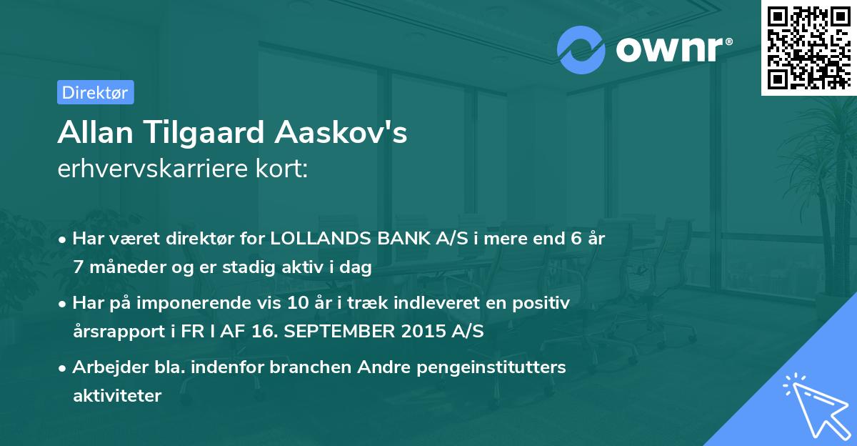 Allan Tilgaard Aaskov's erhvervskarriere kort