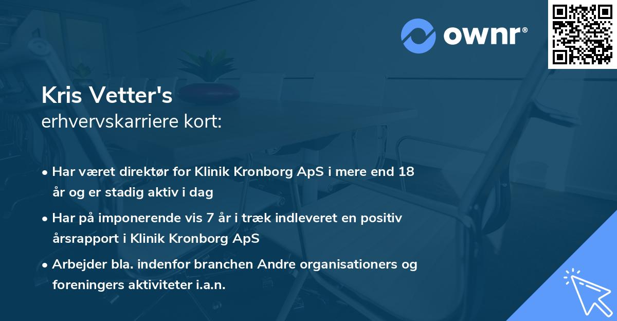 Kris Vetter's erhvervskarriere kort