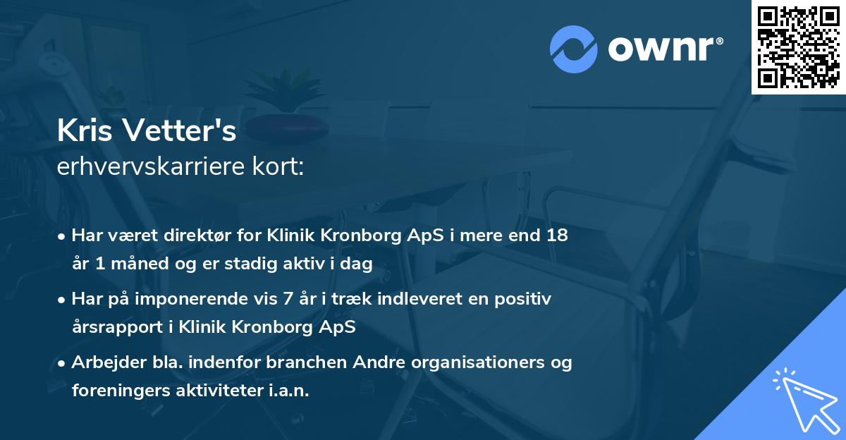Kris Vetter's erhvervskarriere kort