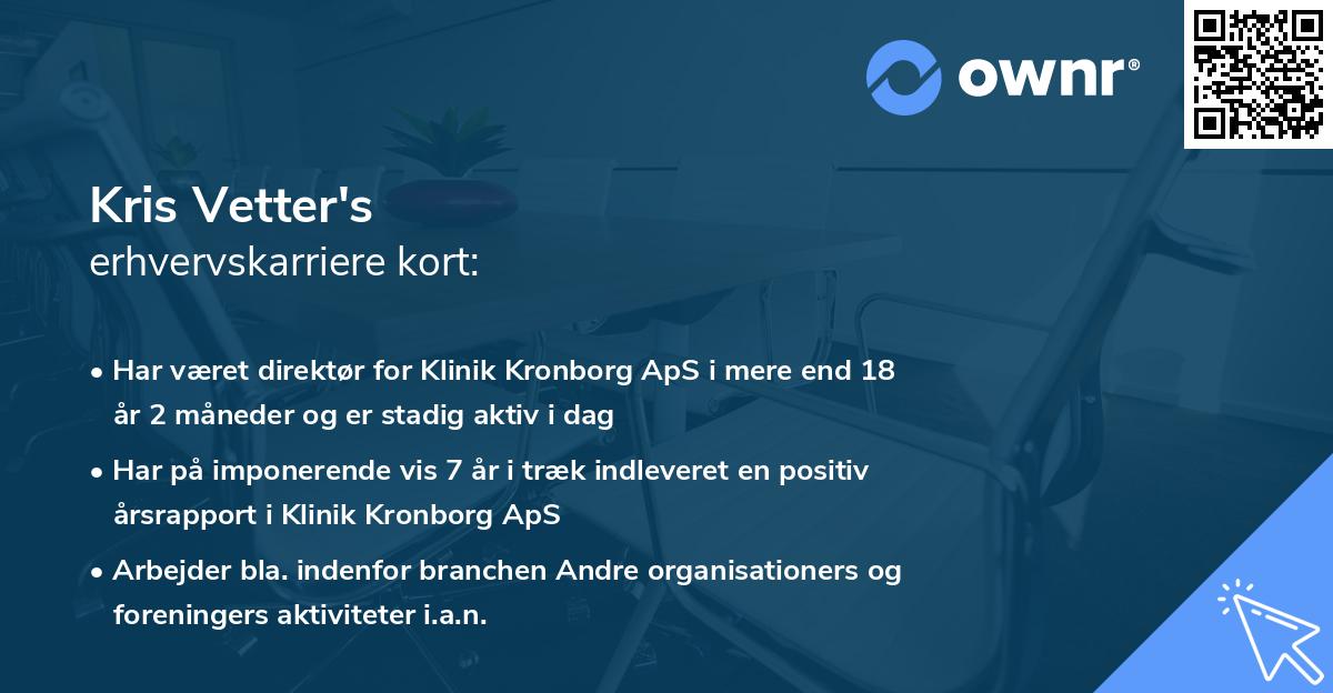 Kris Vetter's erhvervskarriere kort