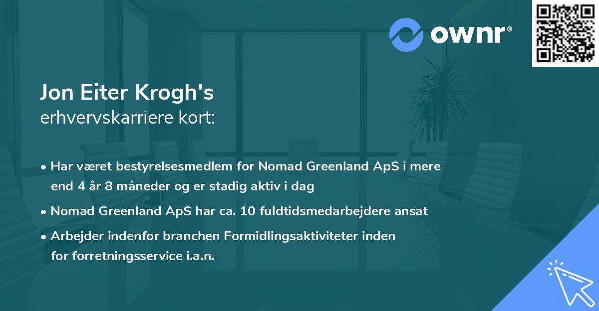 Jon Eiter Krogh's erhvervskarriere kort