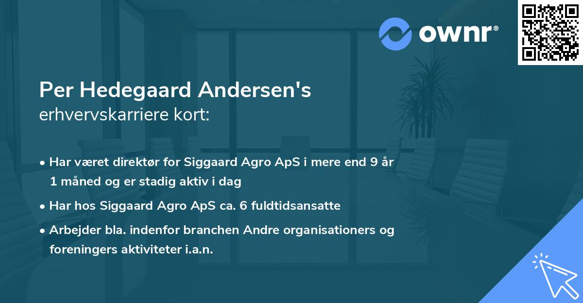 Per Hedegaard Andersen's erhvervskarriere kort
