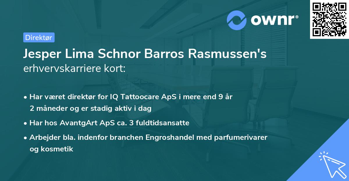 Jesper Lima Schnor Barros Rasmussen's erhvervskarriere kort