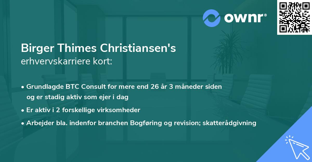 Birger Thimes Christiansen's erhvervskarriere kort