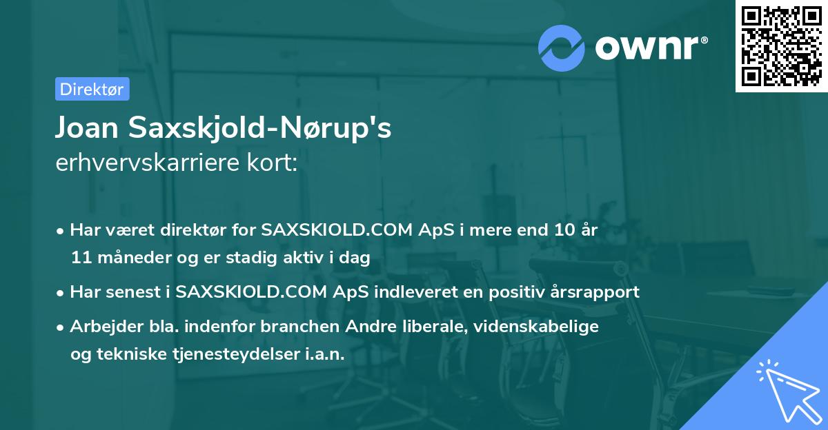 Joan Saxskjold-Nørup's erhvervskarriere kort