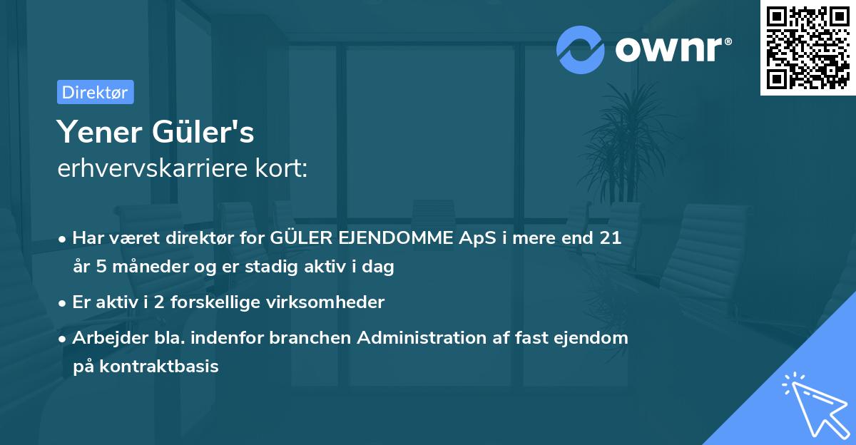 Yener Güler's erhvervskarriere kort