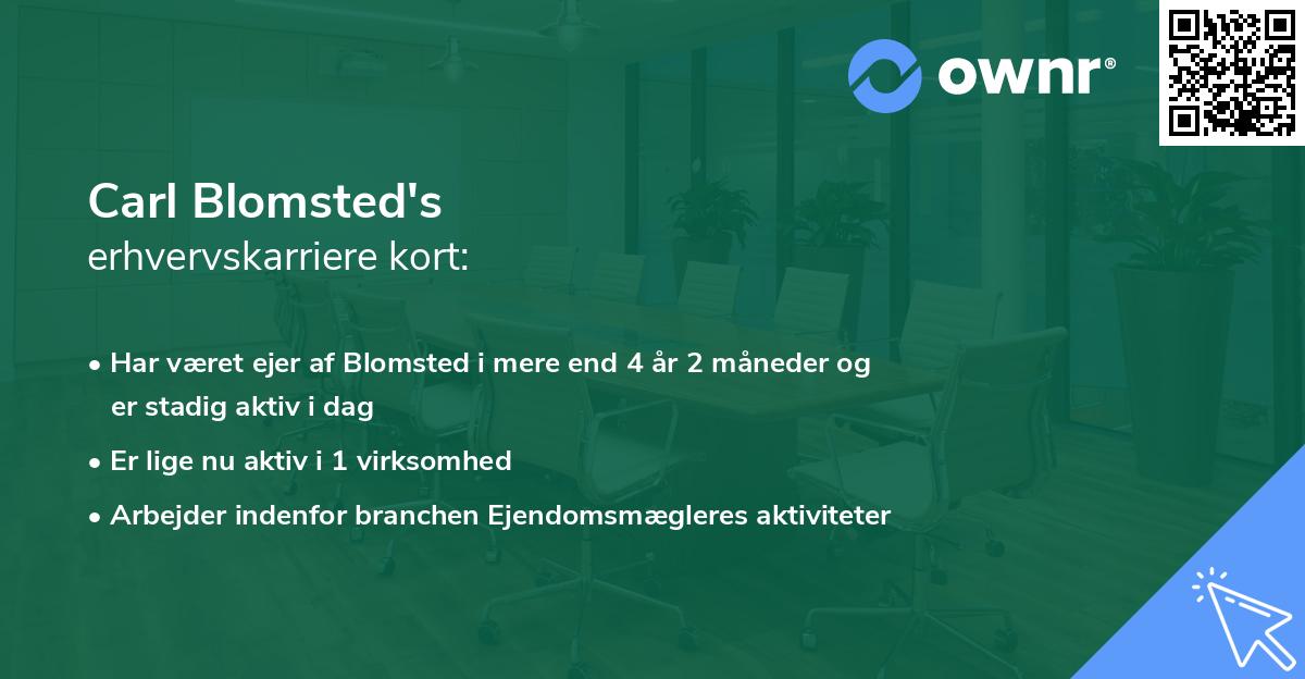 Carl Blomsted's erhvervskarriere kort