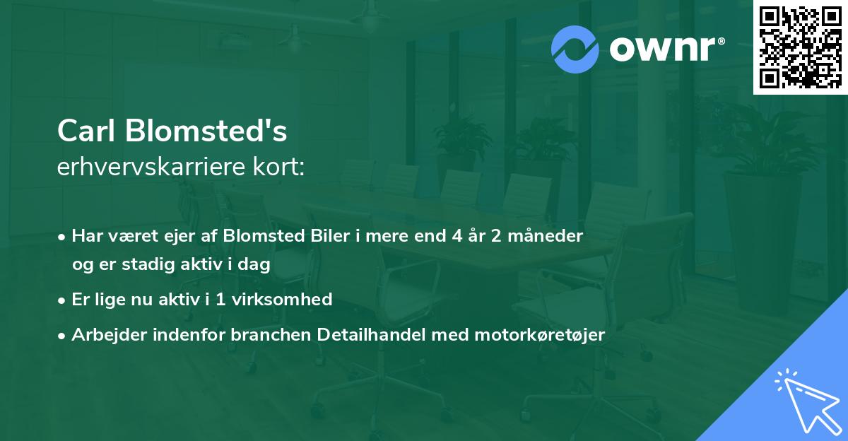 Carl Blomsted's erhvervskarriere kort