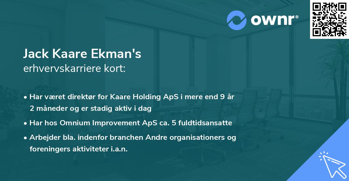Jack Kaare Ekman's erhvervskarriere kort