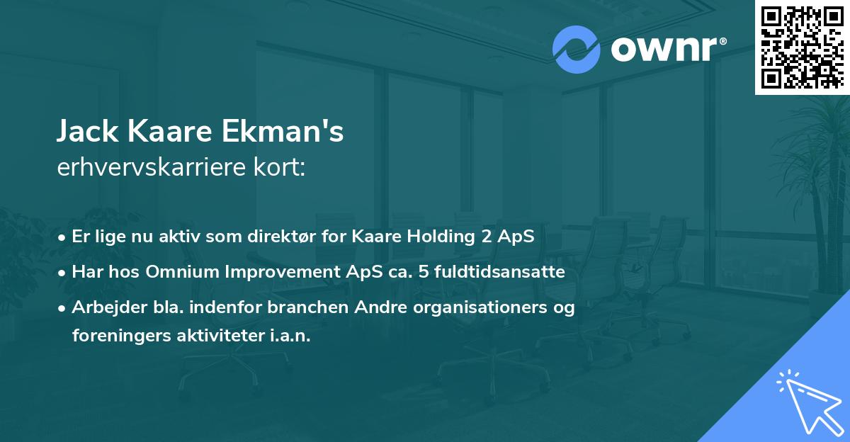 Jack Kaare Ekman's erhvervskarriere kort