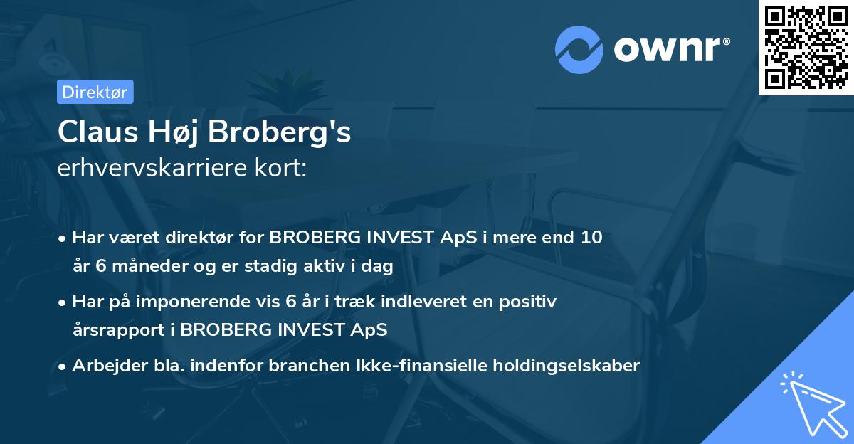 Claus Høj Broberg's erhvervskarriere kort