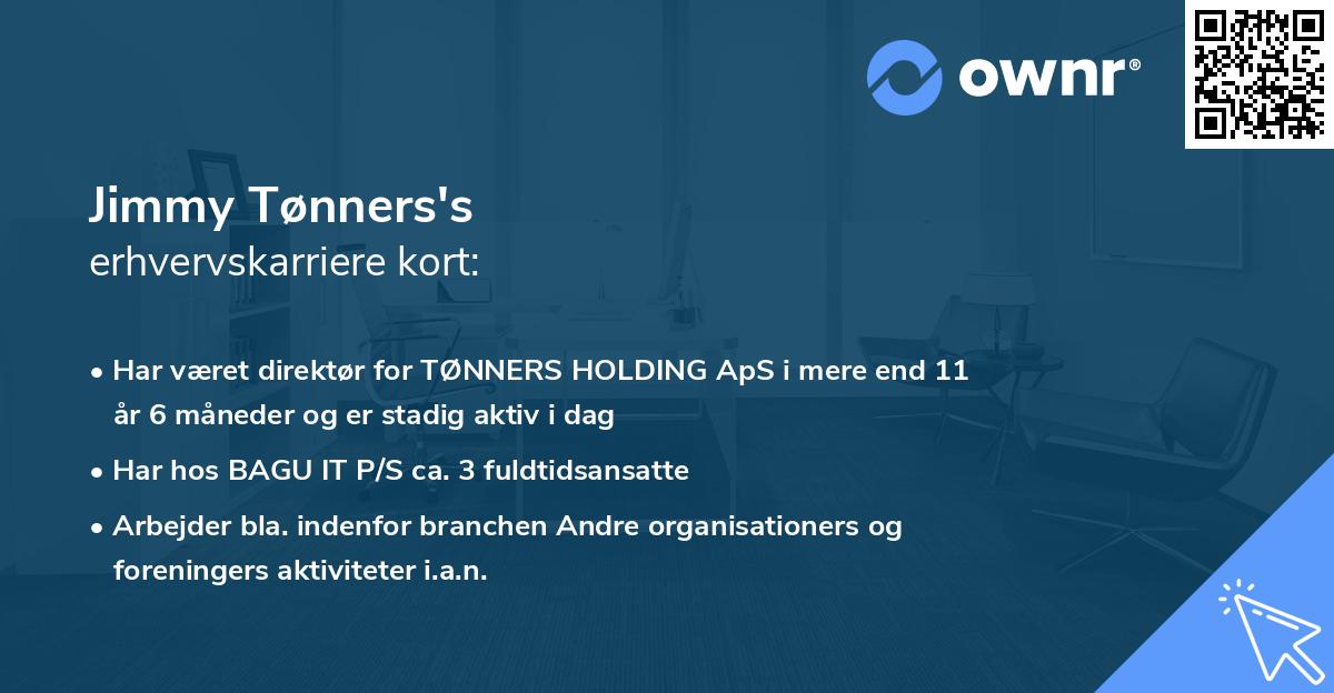 Jimmy Tønners's erhvervskarriere kort