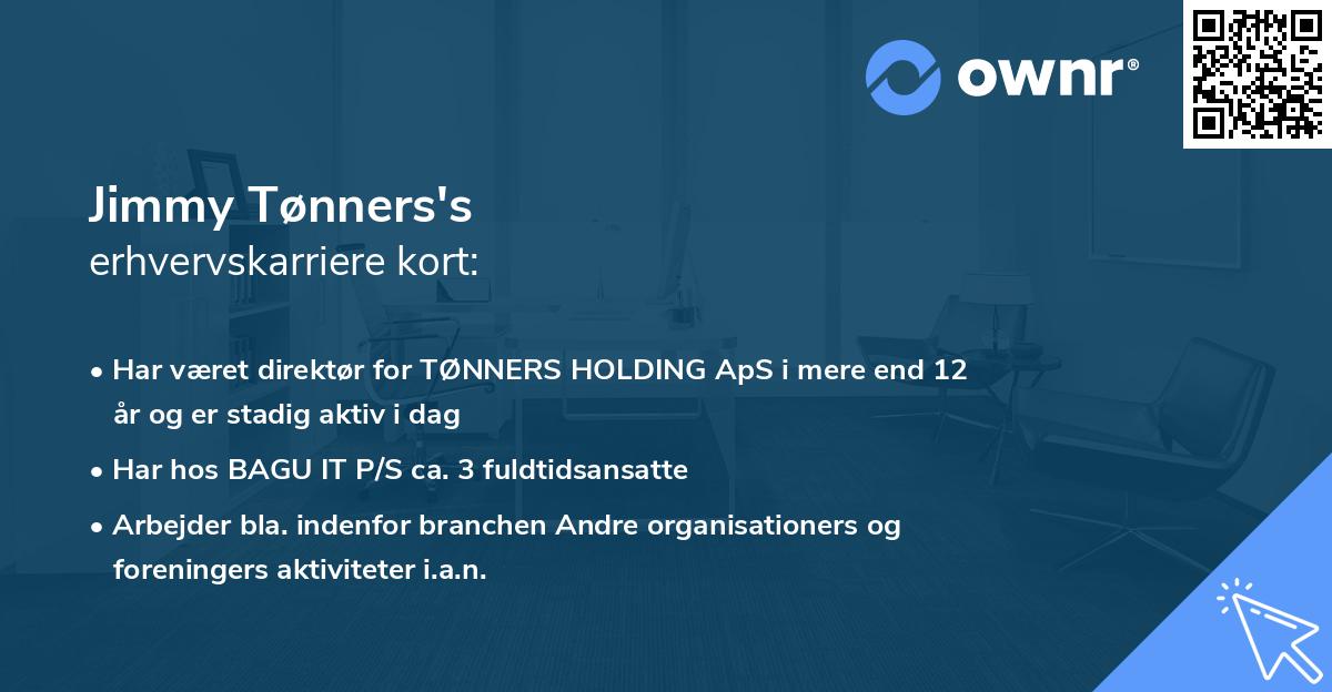 Jimmy Tønners's erhvervskarriere kort